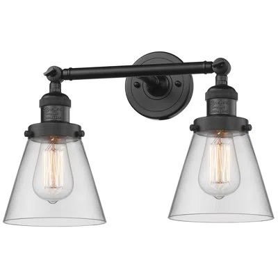Innovations Lighting Small Cone 16" 2-light Matte Black Tiltable Bath Light W/ Clear Shade