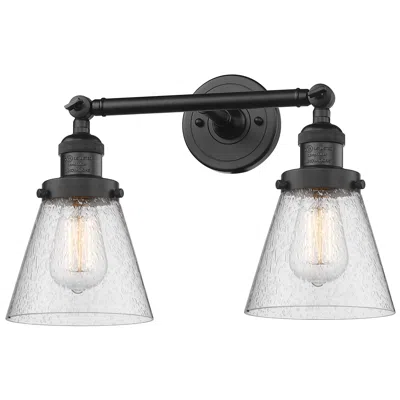 Innovations Lighting Small Cone 16" 2-light Matte Black Tiltable Bath Light W/ Seedy Shade