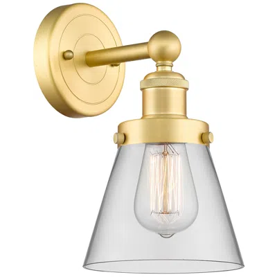 Innovations Lighting Small Cone 2.25" High Satin Gold Sconce With Clear Shade