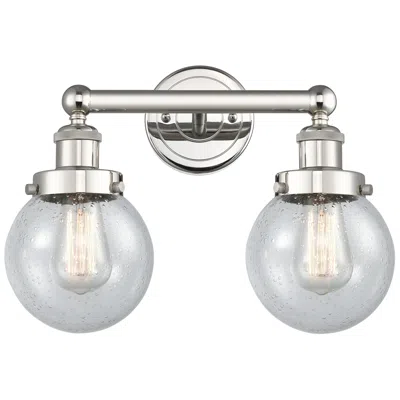 Innovations Lighting Small Edison Beacon 15.5"w 2 Light Nickel Bath Light W/ Seedy Shade