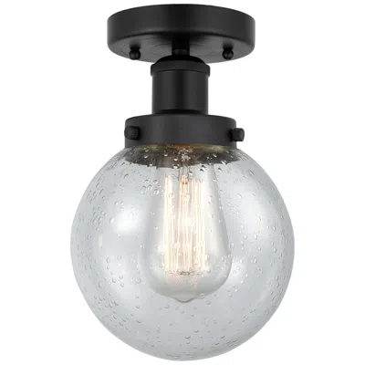Innovations Lighting Small Edison Beacon 7" Matte Black Semi Flush Mount W/ Mercury Shade
