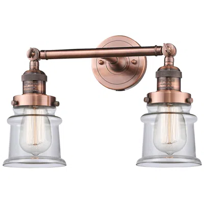 Innovations Lighting Small Small Canton 17" 2-light Antique Copper Bath Light W/ Clear Shad