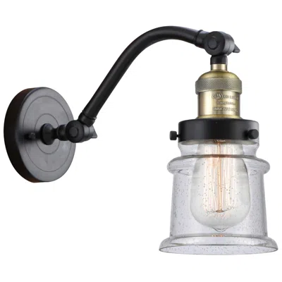 Innovations Lighting Small Small Canton 7" Black Antique Brass Sconce W/ Seedy Shade
