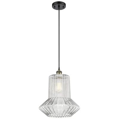 Innovations Lighting Springwater 12" Led Mini Pendant - Black Brass - Clear Spiral Fluted