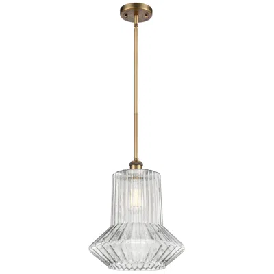 Innovations Lighting Springwater 12" Led Mini Pendant - Brushed Brass - Clear Spiral Fluted