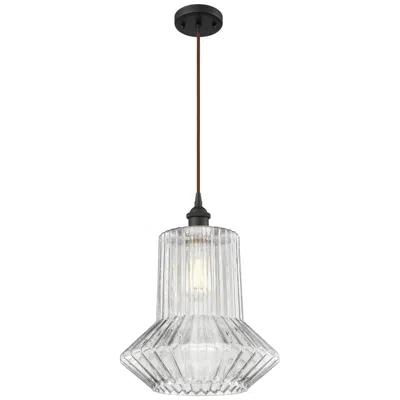 Innovations Lighting Springwater 12" Led Mini Pendant - Oil Rubbed Bronze - Clear Spiral Fluted