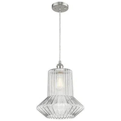 Innovations Lighting Springwater 12" Led Mini Pendant - Satin Nickel - Clear Spiral Fluted