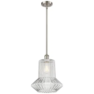 Innovations Lighting Springwater 12" Led Mini Pendant - Satin Nickel - Clear Spiral Fluted