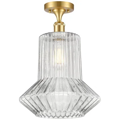 Innovations Lighting Springwater 12" Wide Gold Semi Flush Mount W/ Clear Spiral Fluted Shad