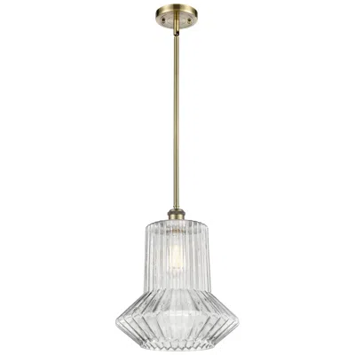Innovations Lighting Springwater 12"w Antique Brass Stem Mini Pendant W/ Spiral Fluted Shad