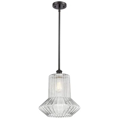 Innovations Lighting Springwater 12"w Bronze Stem Hung Mini Pendant W/ Clear Spiral Fluted