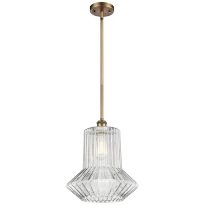 Innovations Lighting Springwater 12"w Brushed Brass Stem Mini Pendant W/ Spiral Fluted Shad