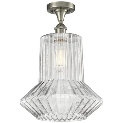 Innovations Lighting Springwater 12"w Brushed Nickel Flush Mount W/ Clear Spiral Fluted Sha