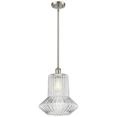 Innovations Lighting Springwater 12"w Brushed Nickel Stem Mini Pendant W/ Spiral Fluted Sha