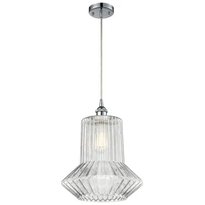 Innovations Lighting Springwater 12"w Chrome Corded Mini Pendant W/ Clear Spiral Fluted Sha