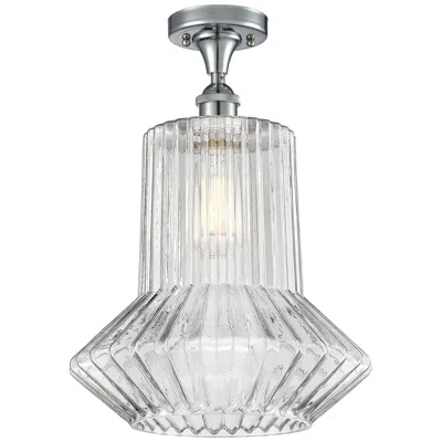 Innovations Lighting Springwater 12"w Chrome Semi Flush Mount W/ Clear Spiral Fluted Shade