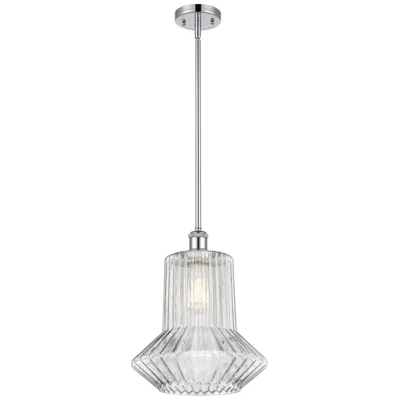 Innovations Lighting Springwater 12"w Chrome Stem Hung Mini Pendant W/ Clear Spiral Fluted
