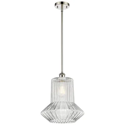 Innovations Lighting Springwater 12"w Polished Nickel Stem Mini Pendant W/ Spiral Fluted Sh
