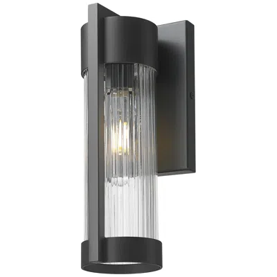 Innovations Lighting Stratford 10" Matte Black Coastal Outdoor Sconce With Striped Clear Glass