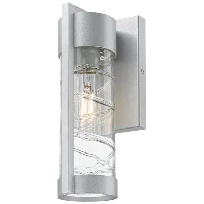Innovations Lighting Stratford 10" Silver Coastal Outdoor Sconce With Deco Swirl Glass