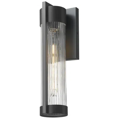 Innovations Lighting Stratford 13" Matte Black Coastal Outdoor Sconce With Striped Clear Glass