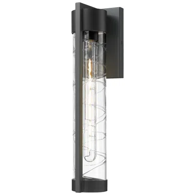 Innovations Lighting Stratford 16" Matte Black Coastal Outdoor Sconce With Deco Swirl Glass