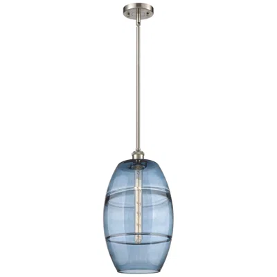 Innovations Lighting Vaz 10" Wide Brushed Satin Nickel Mini Pendant W/ Blue Glass