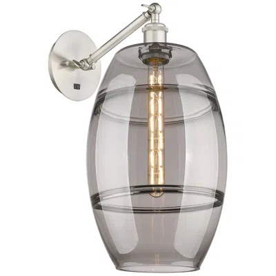 Innovations Lighting Vaz 19" High Brushed Satin Nickel Adjustable Sconce With Light Smoke Shade