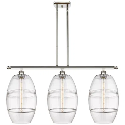 Innovations Lighting Vaz 36.5"w 3-light Polished Nickel Stem Island Light W/ Clear Shade
