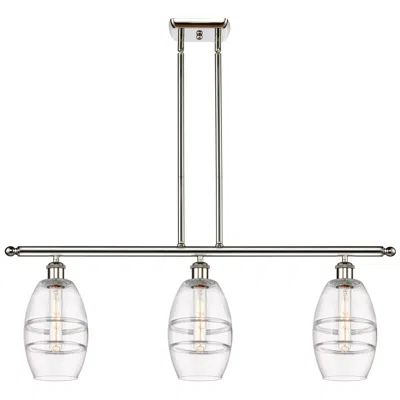 Innovations Lighting Vaz 36"w 3-light Polished Nickel Stem Island Light W/ 6" Clear Sh