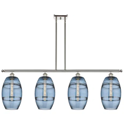 Innovations Lighting Vaz 48"w 4-light Polished Nickel Stem Island Light W/ 8" Blue Sha