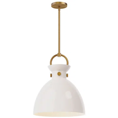 Innovations Lighting Waldo 14" Wide Aged Gold Pendant Light W/ Glossy Opal Glass