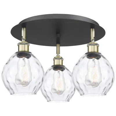 Innovations Lighting Waverly 17.75"w 3 Light Black Antique Brass Flush Mount W/ Clear Shade