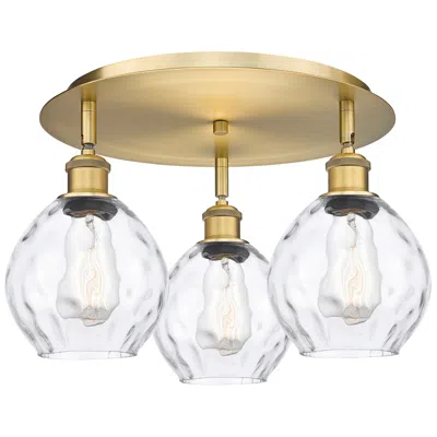 Innovations Lighting Waverly 17.75"w 3 Light Brushed Brass Flush Mount With Clear Glass Sha