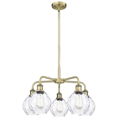 Innovations Lighting Waverly 24"w 5 Light Antique Brass Stem Hung Chandelier With Clear Sha In Gold