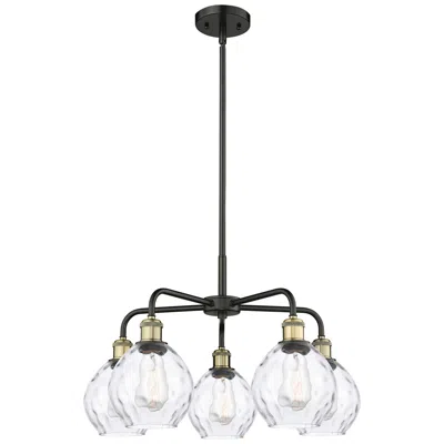 Innovations Lighting Waverly 24"w 5 Light Black Brass Stem Hung Chandelier With Clear Shade