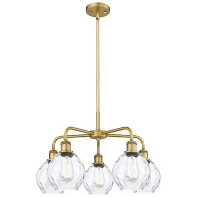 Innovations Lighting Waverly 24"w 5 Light Brushed Brass Stem Hung Chandelier With Clear Sha