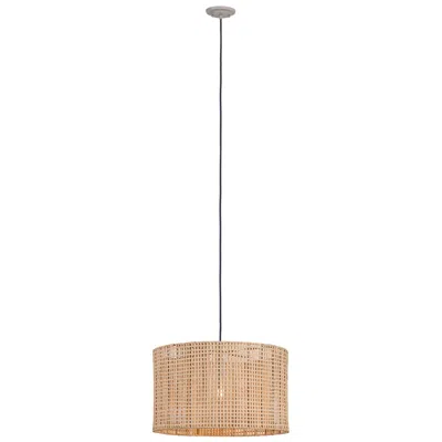 Innovations Lighting Weft 20" Wide Black Cord Hung Pendant With Natural Shade