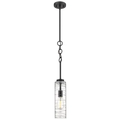 Innovations Lighting Wexford 4" Matte Black Stem Hung Mini Pendant W/ Clear Deco Swirl Shad