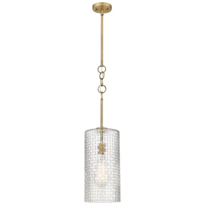 Innovations Lighting Wexford 8" Brushed Brass Stem Hung Mini Pendant W/ Clear Basket Weave