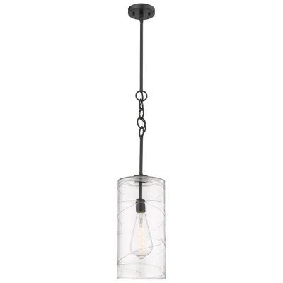 Innovations Lighting Wexford 8" Matte Black Stem Hung Mini Pendant W/ Clear Deco Swirl Shad