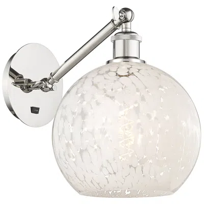Innovations Lighting White Mouchette 12" High Nickel Adjustable Sconce W/ White Mouchette Shade