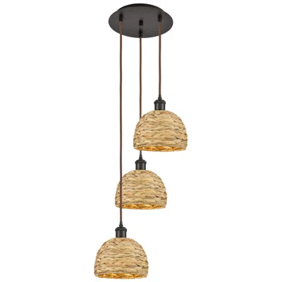Innovations Lighting Woven Rattan 18 1/2"w Oil-rubbed Bronze Multi-light Pendant