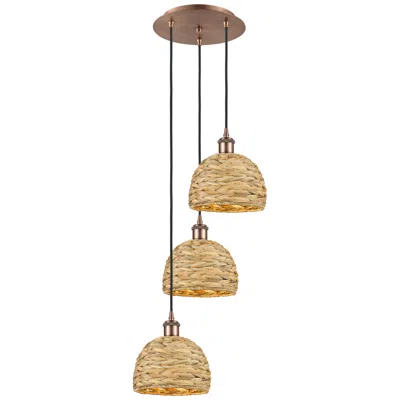 Innovations Lighting Woven Rattan 18.5"w 3 Light Copper Corded Multi Pendant