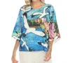 Inoah Coastal Short Sleeve Top In Blue In Blue