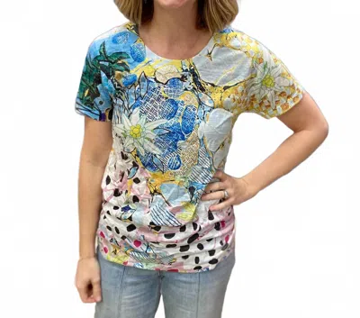 Inoah Flowers Short Sleeve Top In Multicolor