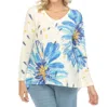 Inoah Textured Knit Top In Blue Daisy In White