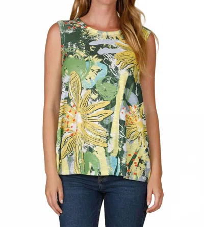 Inoah Tropical Bloom A-line Tank Top In Green In Multi