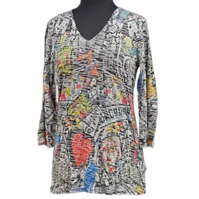 Inoah Women's Broadway Crinkle Top In Grey Multi
