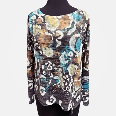 Inoah Women's Brook Crew Neck Top In Brown Multi